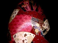 Kimono Fans Chiyogami Ukrainian Style Easter Egg Pysanky by So Jeo : Pysanky Pysanka Ukrainian Easter egg batik ukrainian easter art batik  eggshell kimono chiyogami washi origami fans cranes birds blooms gold leaf sojeo leblond artist
